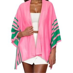 Pink and Green Striped Kimono